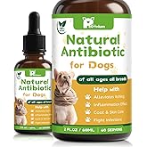 Dogs Antibiotics for Infection Coughs, UTIs, Allergies, Itching - Natural Antibiotics Supplement Drops for Cats to Support Digestion and Urination | Skin & Coat | All Breeds & Ages | 2 Oz