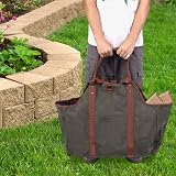 Duokon Large Canvas Firewood Log Carrier Tote Bag - Thickened Wood Holder view 1