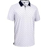 Alimens & Gentle Golf Polo Shirts for Men Short Sleeve Print Dry Fit Moisture Wicking Stretch Collared Business Casual Shirt