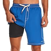 HODOSPORTS Mens Swim Trunks with Compression Liner 9 inch Bathing Suit Quick-Dry Swim Shorts Cargo Pockets S-4XL