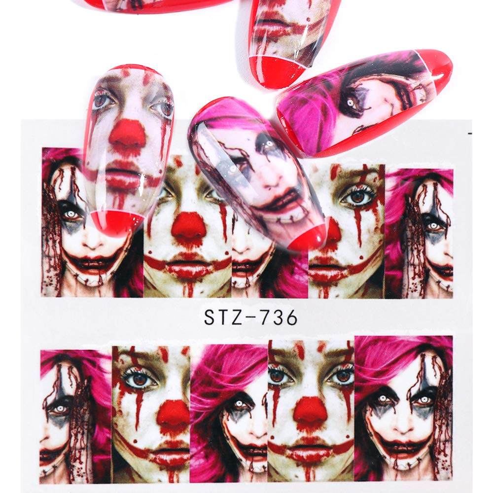 Halloween Nail Stickers Day of the Dead Nail Art Accessories Decals 25 Sheets Ghost Skull Eye Clown Hulk Water Transfer Nail Art Stickers for Halloween Party Supply Fingernails Toenails Decorations: Beauty