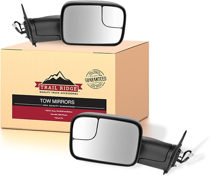 Pair Of Textured Black Power Side View Mirrors For Ford F150 & F250 (1998-2002)