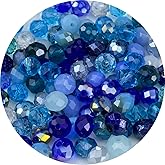 Honkoolly 500pcs Crystal Glass Beads 4mm Faceted Rondelle Glass Spacer Beads with Hole for Bracelets Necklace Earring DIY Jewelry Making Craft(Blue Series)