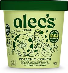 Alec's Pistachio Crunch Organic Ice Cream - Grassfed, Regenerative A2 Dairy, 14 oz