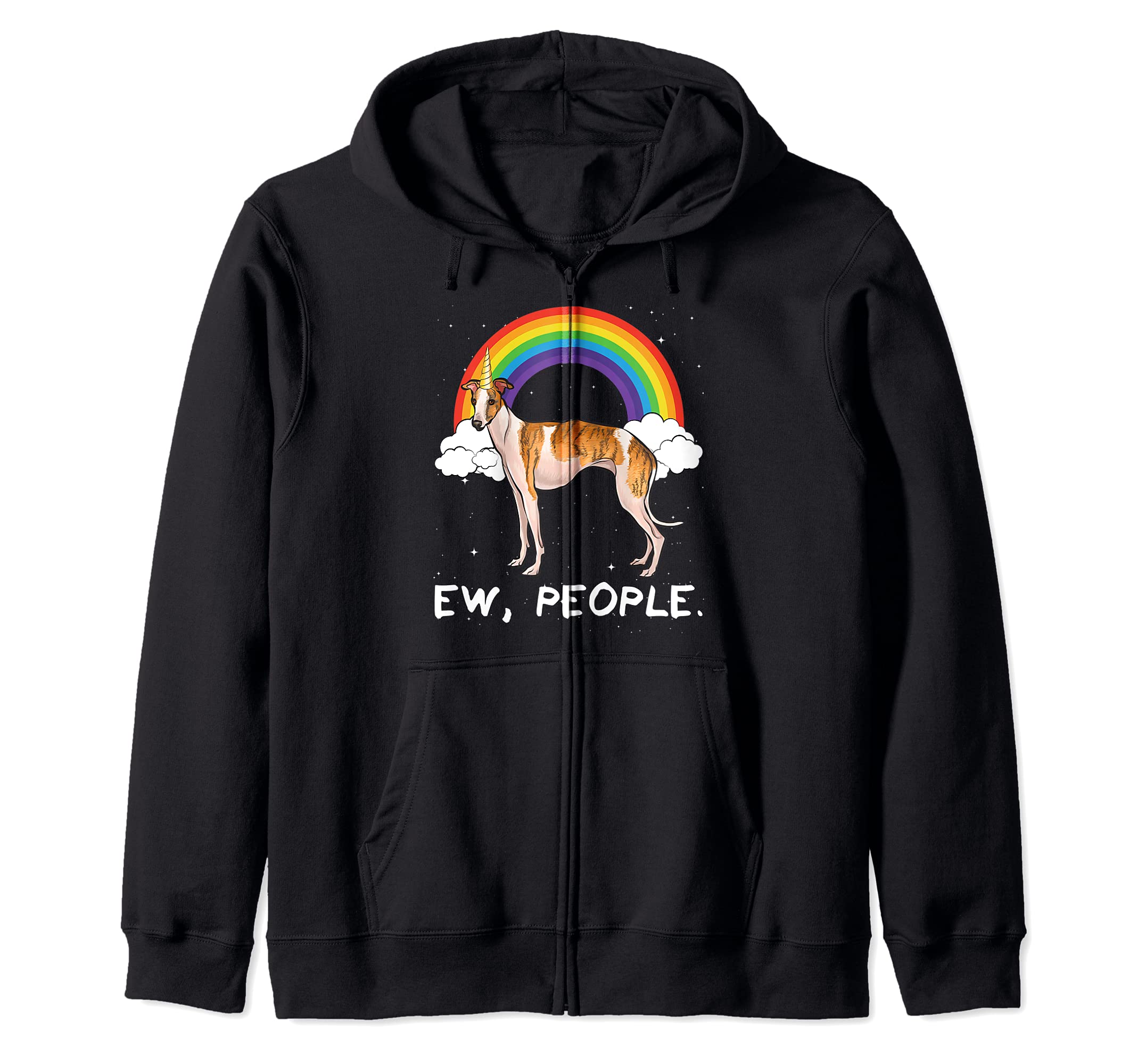 Rainbow Whippet Ew People Unicorn Dog Zip Hoodie