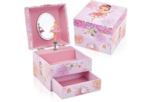 TAOPU Girls Ballerina Musical Jewelry Box with Pullout Drawer and Spinning Ballerina,Cute Music Box for kids Jewel Storage,Gift Choice for Little Girls Ages 3-12