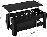 Blisswood Lift Top Coffee Table with Storage Black 60kg Load 15mm Wood view 3