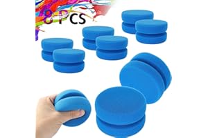 RHBLME 8 Pack Paint Sponge Applicator, 3.2 Inches x 1.9 Inches Round Painting Sponges, Blue Double-Layer Painting Sponges for Painting, Crafts, Kitchen,Car Waxing, and More
