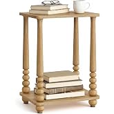 VASAGLE Side End Table, Accent Rectangular Nightstand for Small Spaces | Beside Table with Shelf, Solid Wood Legs for Living Room Bedroom, Mid-Century Modern, Natural Brown, Mariel Collection