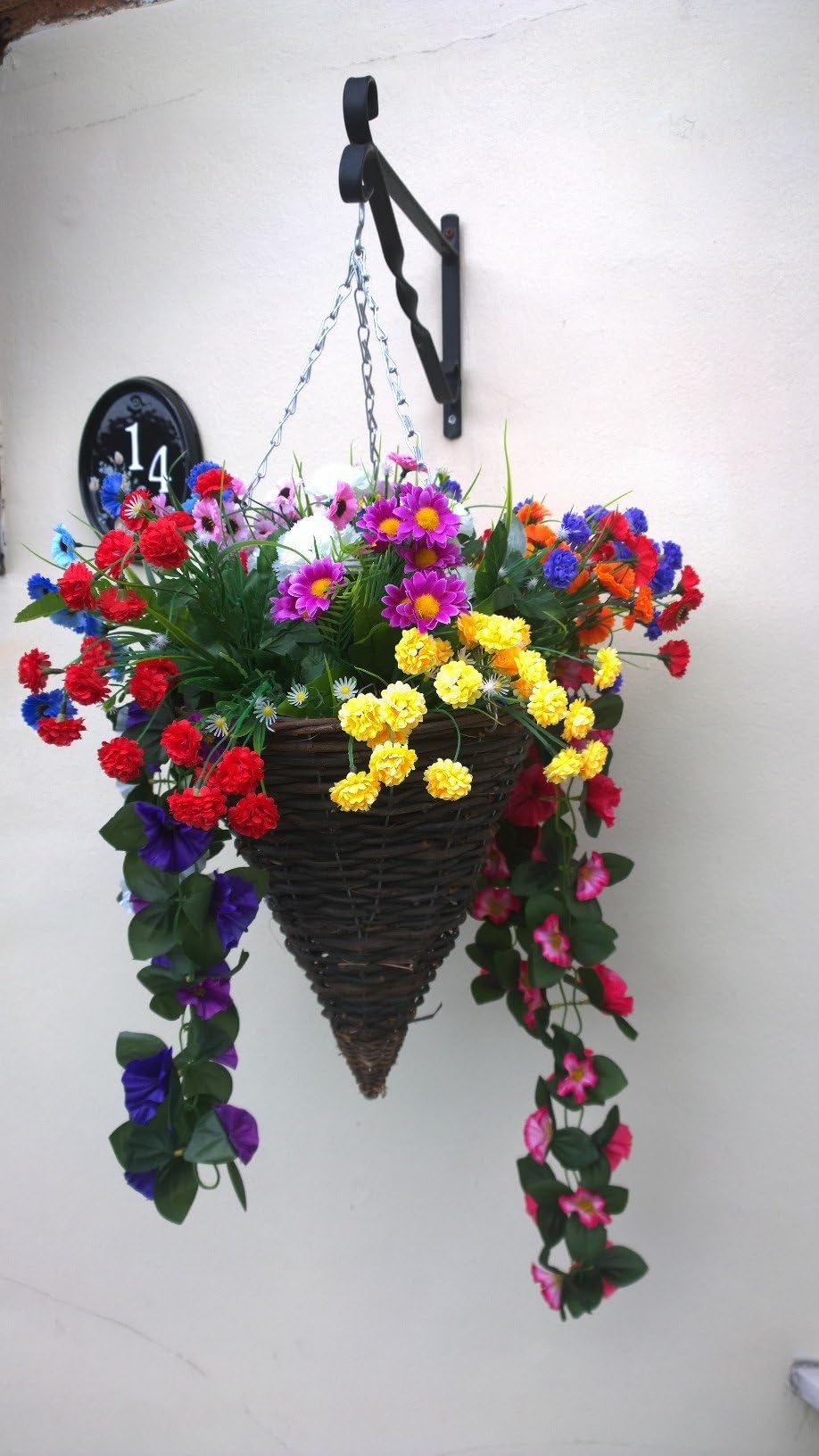 Eternal Bloom Artificial Cone Flowers Planter Out Door, Mixed Colours, Flowers, Basket and Bark