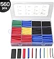 560PCS Heat Shrink Tubing 2:1, Eventronic Electrical Wire Cable Wrap Assortment Electric Insulation Tube Kit With Box(5 colors/12 sizes)
