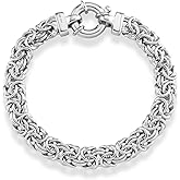 Miabella Italian 925 Sterling Silver, 18K Gold Plated 9mm Byzantine Bracelet for Women, Handmade in Italy