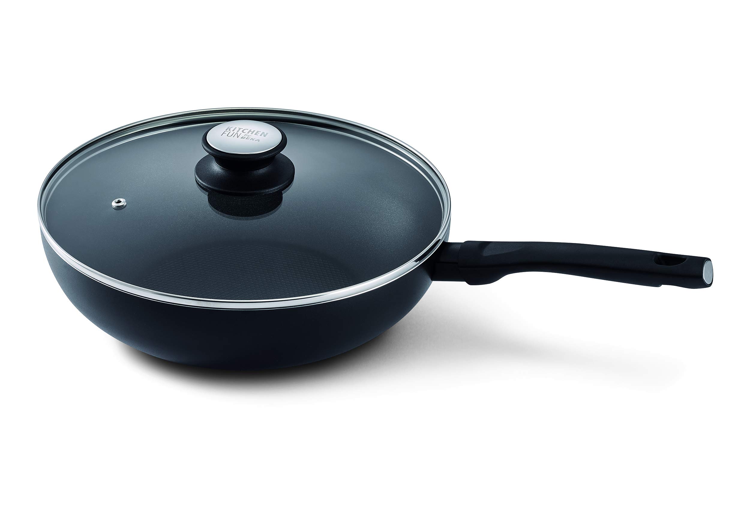 BEKA Non-Stick Wok With Lid, Aluminium, Black, 28 cm, 47 x 28.5 x 13.7 cm, 13850284