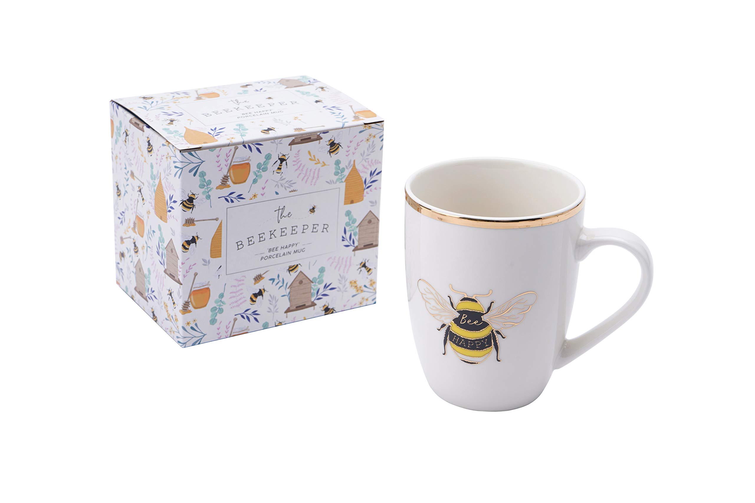 CGB Giftware | The Beekeeper 'Bee Happy' Porcelain Mug | The Beekeeper Range | Tea | Coffee | Kitchen | Tableware | GB04281