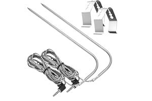 Wood Pellet Grill Meat Probe PT1000 2-Pack Replacement BBQ Thermostat Probe High-Temperature Waterproof Digital Probe (Type A