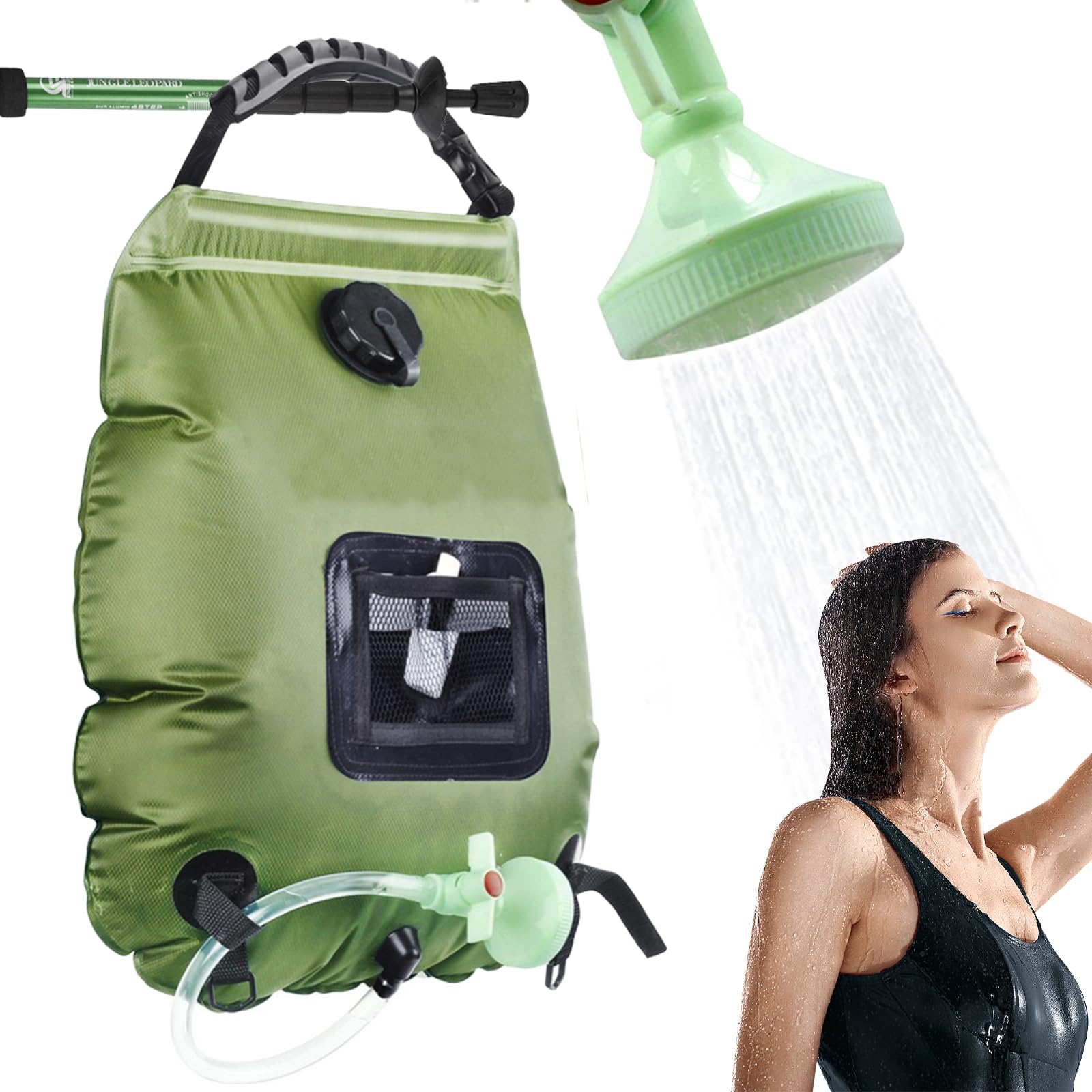 Photo 1 of HISFFOG Solar Portable Shower Bag, 5 Gal/20L Solar Heating Camping Shower Bag with Removable Hose&On-Off Switchable Shower Head, Compact Camping Shower for Camping, Hiking, Traveling, Beach Swimming