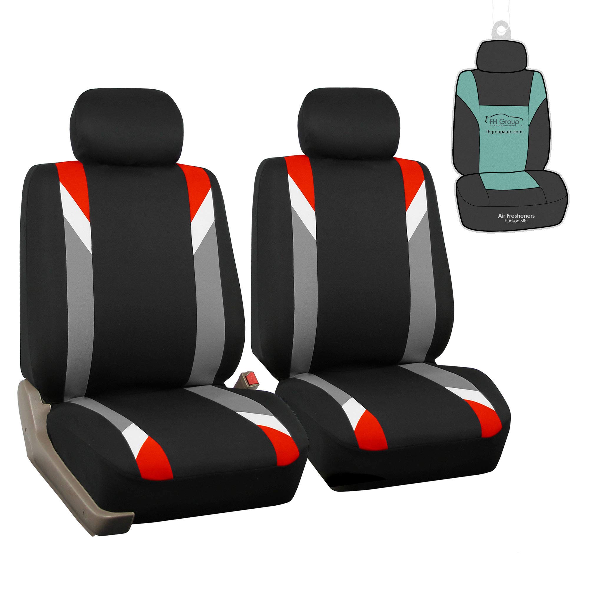 FH Group Fundas para asientos de automóviles Compatible con airbag Solo asientos delanteros Ajuste universal Accesorios interiores Coches Fundas de asientos rojas modernistas de primera calidad Accesorios para automóviles para furgonetas, camionetas, SUV,