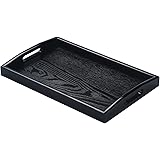 JPCRAFT Rectangle Wooden Serving Tray, Black, 14 by 9-Inch