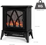 NETTA Electric Fireplace Stove Heater 1600-1800W Freestanding Black view 7