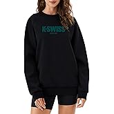 K-Swiss Heritage Women's Sweatshirts - Oversized Crewneck Pullover Casual Long Sleeve Fall Winter Tops