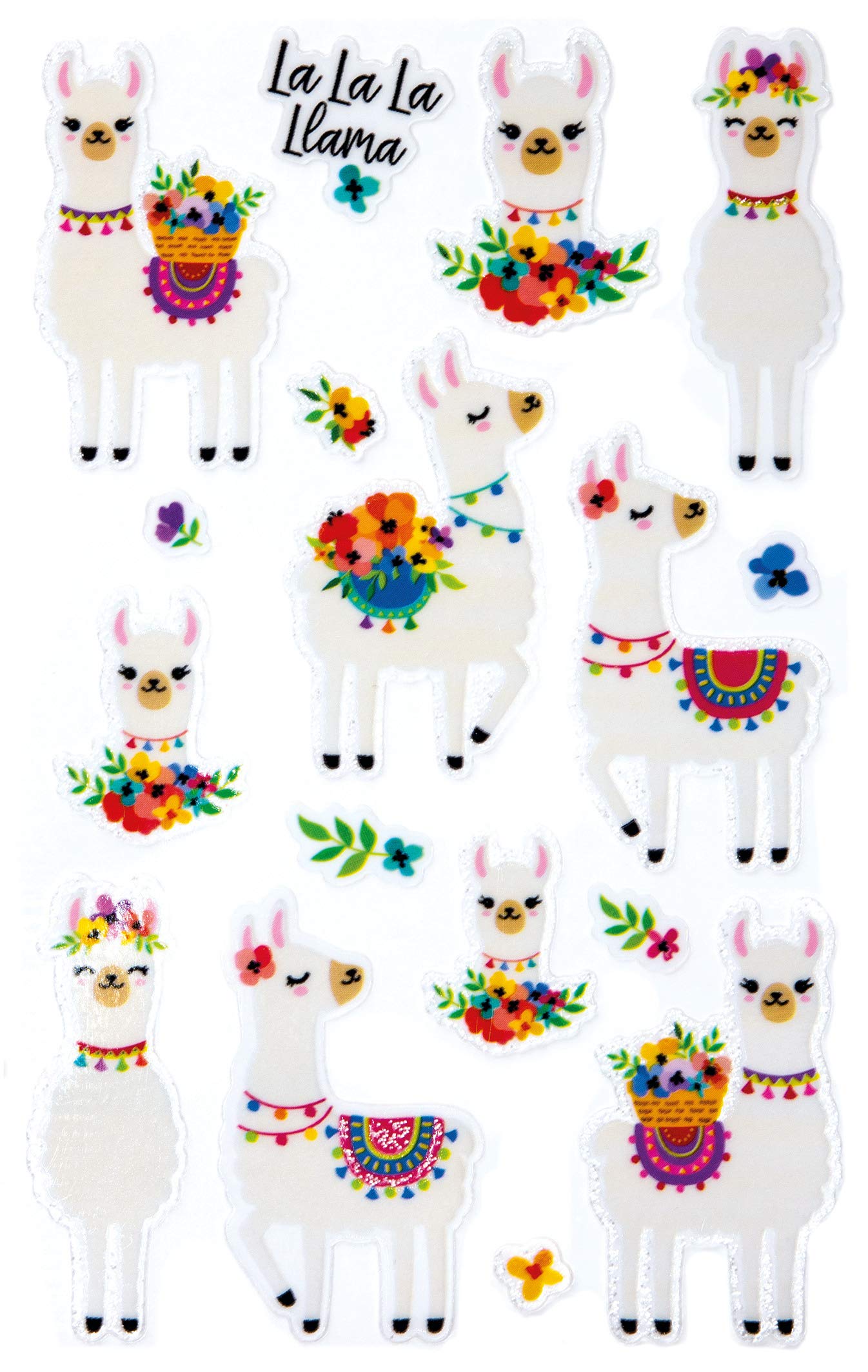 Avery Zweckform Glitter Sticker Lama 16 Stickers (Self-Adhesive Colourful Children's Stickers for Playing, Crafting, Collecting, Friend Books and Poetry Albums) 57294
