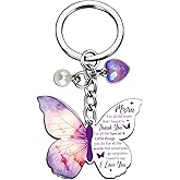 Mothers Day Gifts for Moms Mom Gift from Daughter Son Purple Butterfly Gifts for Moms Best Mom Ever Gift Butterfly Keychain Unique Christmas Birthday Present for Mother I Love You Mama Key Ring