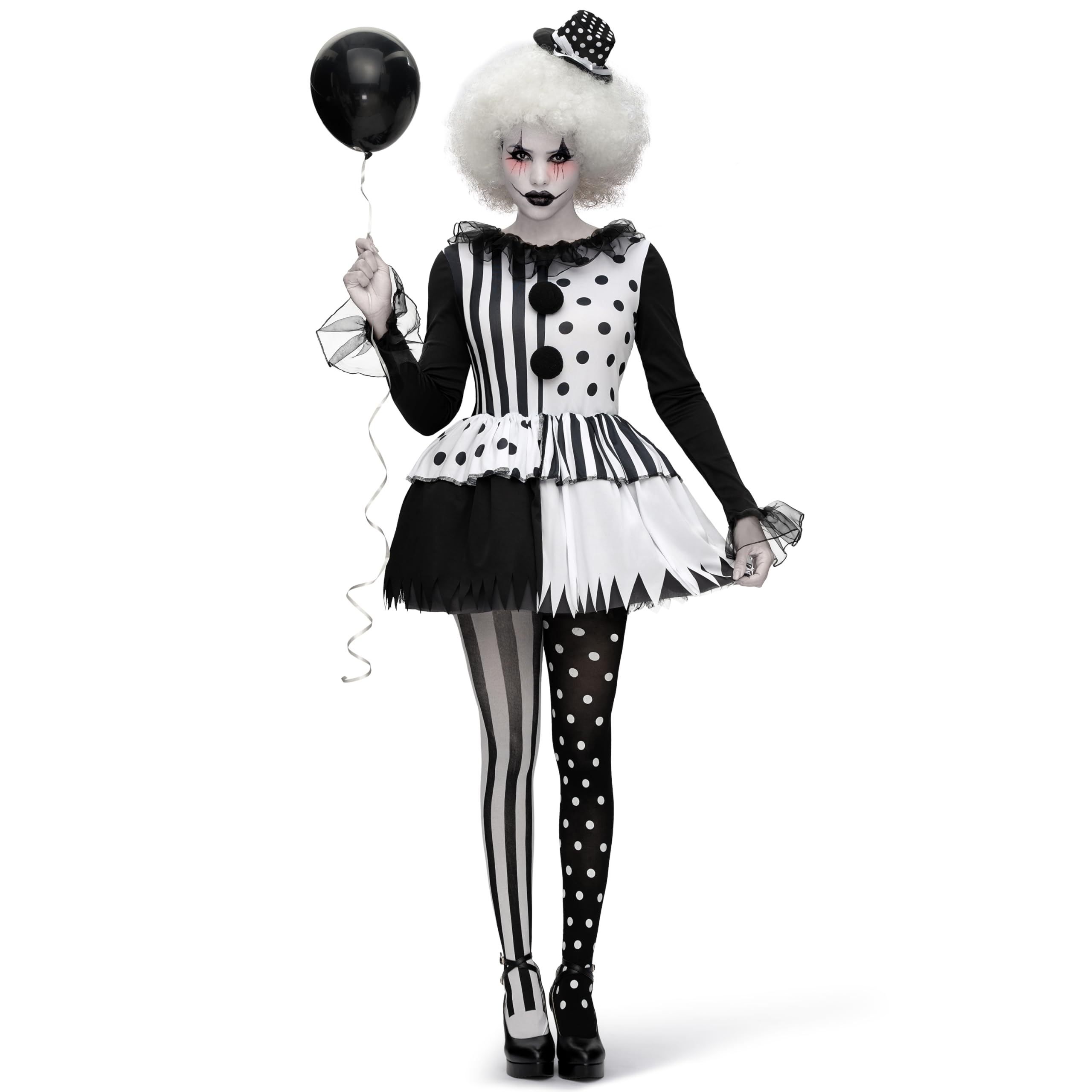 Spooktacular Creations Adult Women Black and White Killer Clown Costume,for Halloween terrifier costume Adult Cosplay-M