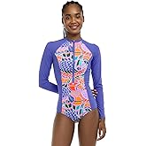 EIDON Women's Standard Hayden Long Sleeve One Piece Swimsuit with Zipper Front