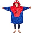 Marvel Spiderman Fleece Blanket Hoodie for Boys and Teenagers - One Size Cosy Hooded Blanket - Spiderman Gifts for Boys