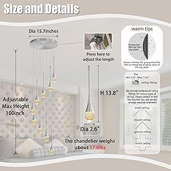ykolupty 9-Lights H100'' Modern Chandelier 9-Lights