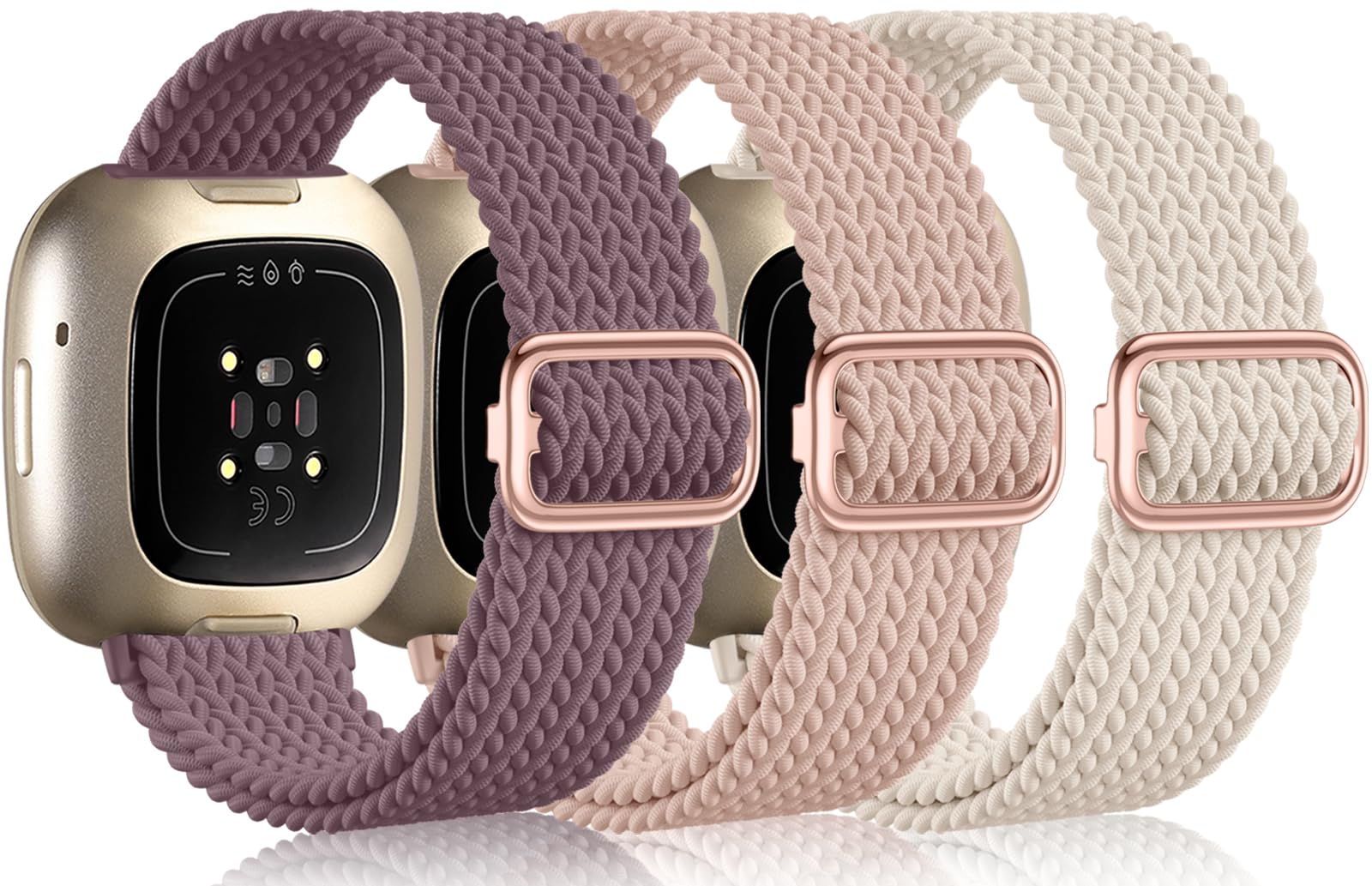 Epova Straps Compatible with Fitbit Versa 3 /Versa 4 /Sense, Soft Elastic Braided Nylon Sport Strap for Women & Men