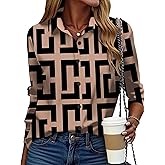 ZEAGOO Button Down Shirt for Women Long Sleeve Blouses Floral Printed Tops Business Casual Work Outfits S-XXL