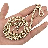 HAHIYO Mini Purse Chain Strap Slim Wide 8mm for LV Length 23.6 inches Extra Thick 4.5mm White Leather Gold Hardware for Shoulder Cross Body Sling Handbag Wallet Comfortable Flat Metal Strap 1 Pack