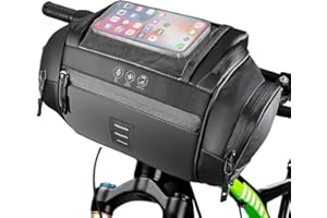 WOTOW Bike Front Handlebar Bag - Large Reflective Bicycle Handlebar Basket Bags Waterproof Storage Pannier for Bike Touchable Transparent Phone Holder Pouch for Men Women Road MTB Outdoor Cycling 4.8L
