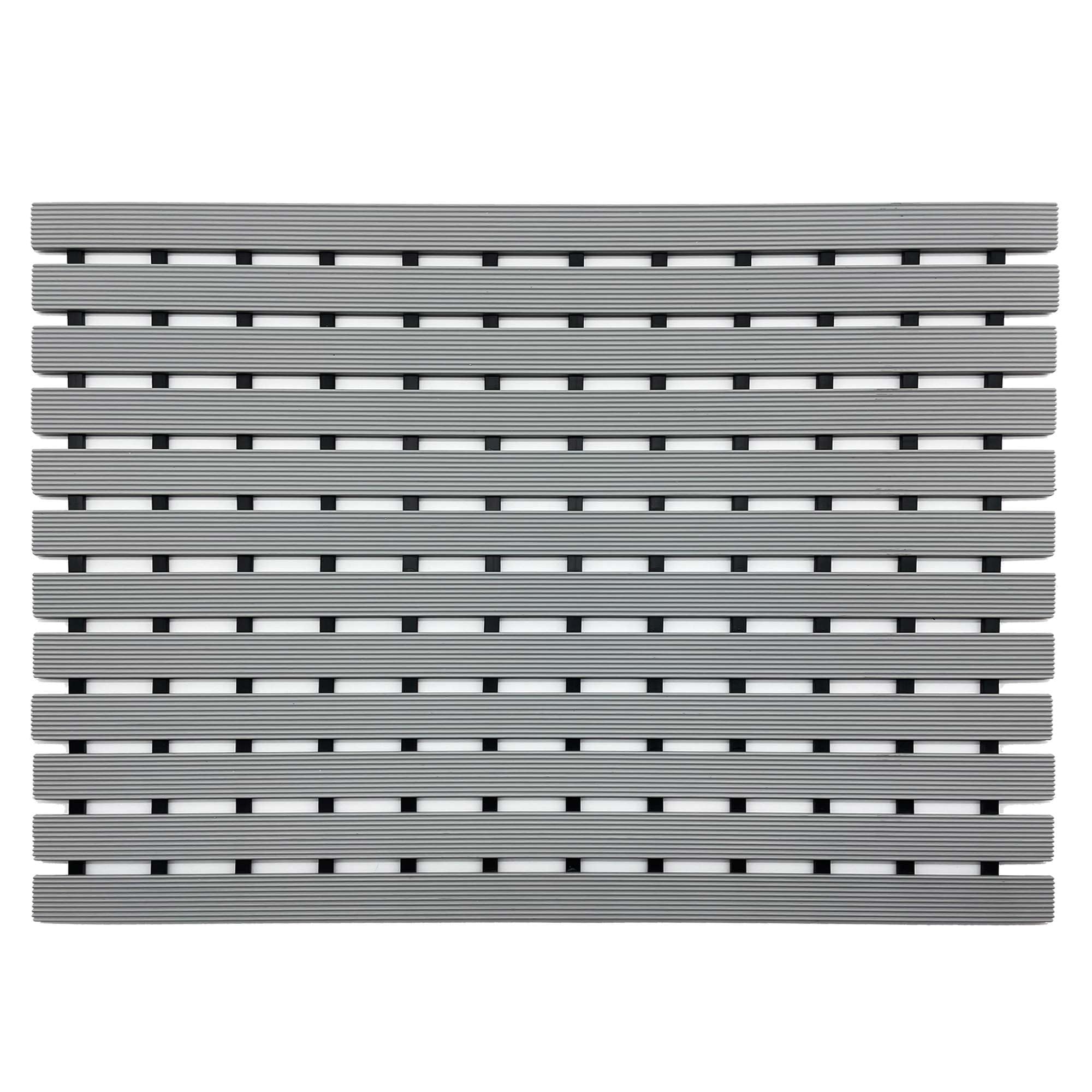 Nicoman Shower Drying Mat Non-Slip Bath Drainage Matt Slatted Duckboard Design| GREY - (61x43cm / 24x17 inches)