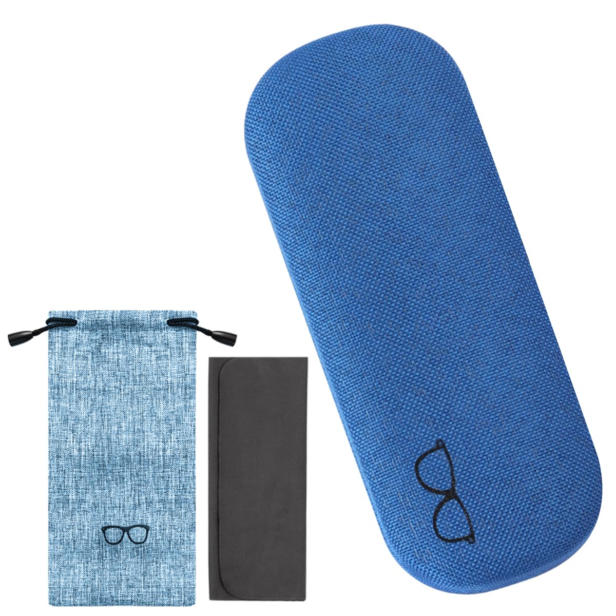 Photo 1 of **PARTIAL SET / HARD CASE ONLY** YOSE Glasses Case Hard Shell with Pouch and Cloth – Travel Sunglasses Case, Hard Eyeglass Case for Men & Women (Blue)