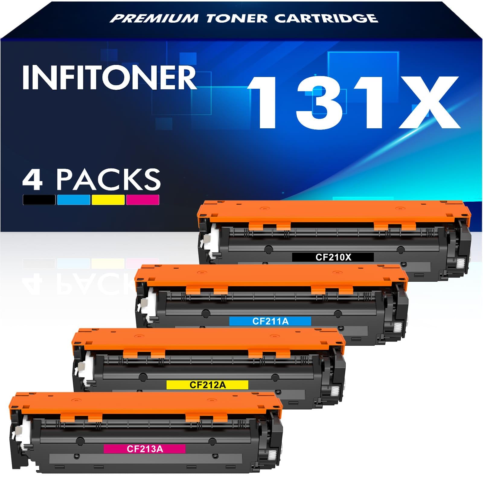 131X 131A Multipack Toner Cartridge Compatible for HP Laserjet Pro 200 Color MFP M276nw M276n M251n M251nw CF210X CF210A CF211A CF212A CF213A 128A CF320A 125A CB540A CP1515N CP1525N M276 M251