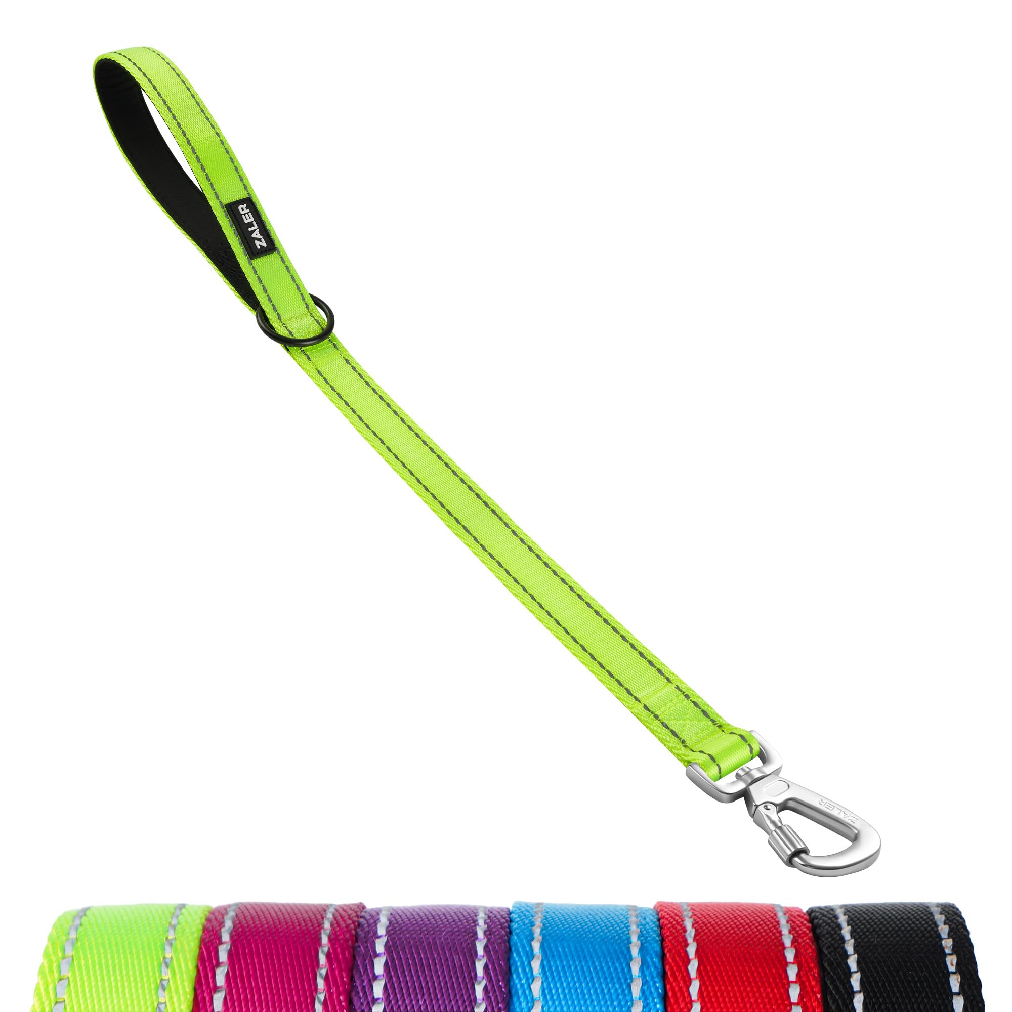 Photo 1 of ZALER Short Dog Leash 2 ft, 24 Inches Traffic Leashes for Dogs, Nylon Reflective Dog Lead with Padded Handle, Heavy Duty Pet Leash with Carabiner Clip for Large and Medium Dogs (24" Green)