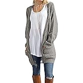 Traleubie Women's Open Front Long Sleeve Boho Boyfriend Knit Chunky Cardigan Sweater