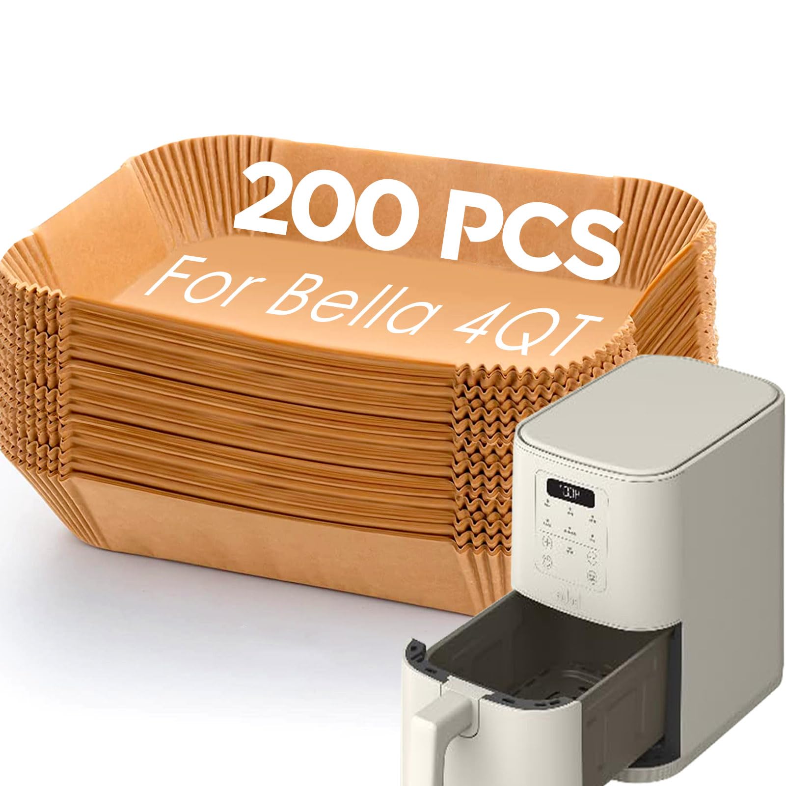 Photo 1 of Air Fryer Liners for Bella, Rectangle Air Fryer Liners, Airfryer Liners for Ninja, Air Fryer Accessories 4qt, 200PCs Air Fryer Paper Liners for bella 4Qt Slim Air Fryer