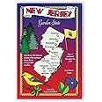NEW JERSEY STATE MAP postcard set of 20 identical postcards. Post cards with NJ map and state symbols. Made in USA.