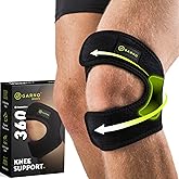 GARNO Knee Brace for Pain Relief by Meniscus Tear, MCL, Arthritis, ACL, Osgood Schlatter, Compression Patellar Tendon Support Strap for Working Out, Running, Weightlifting; Men, Women; (Large Size)