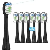 6 Pack Replacement Replacement Brush Heads for 𝗪𝗮𝘁𝗲𝗿𝗽𝗶𝗸 𝐒𝐨𝐧𝐢𝐜-𝐅𝐮𝐬𝐢𝐨𝐧 Flossing Toothbrush Compatible with Sonic Fusion SF01/SF02 and Sonic Fusion 2.0 SF03/SF04- Black with Caps