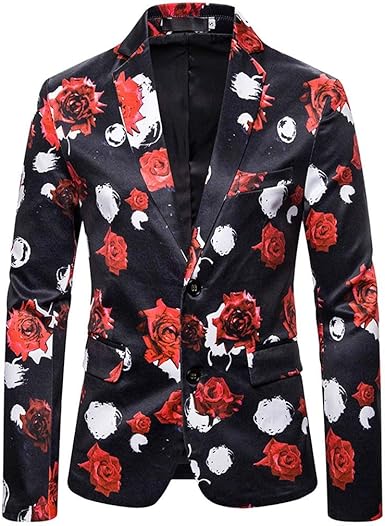 men's dress floral suit notched lapel slim fit stylish blazer dress suit