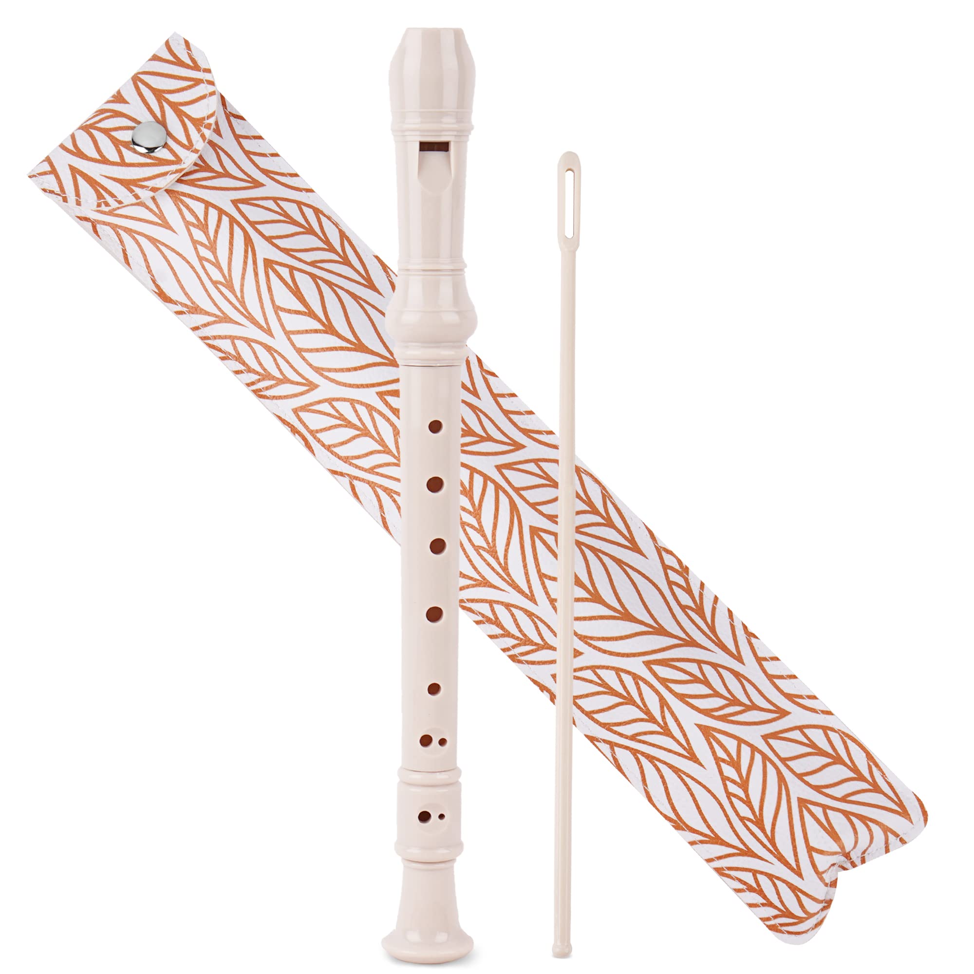 Czzmy Recorder Instrument for Beginner Kids Adults,8-Hole Soprano Descant Recorder Music Flute with with Cleaning Rod & Leather Case For School Student Home Entertainment(2-Gold Leaf)