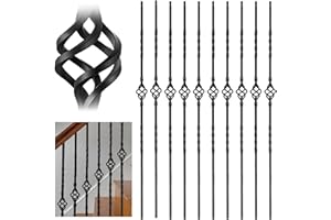 Iriisy 10Pack Balusters for Staircase Interior, 44'' Elegant Aluminum Material Stair Balusters, Single Basket Stair Spindles Enhancing Your Home's Aesthetics