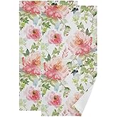 SCQTLND Pink Green Blossom Floral Hand Towels for Bathroom Set of 2,Vintage Watercolor Peony Flower Decorative Bathroom Towels for Bath,Face,Hair,Soft Absorbent Dish Towels for Kitchen Decor 28"x14"