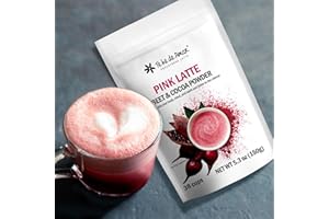 PINK LATTE BEETROOT & COCOA / TE HE DE AMAR. NET WT 5.3 oz (150g) - 38 cups. 100% natural, pure, powdered, does not contain dairy bases, does not contain sugar. Vegan, gluten free, keto, non gmo, no caffeine.