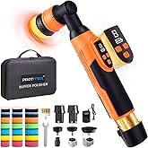 Protmex Cordless Mini Buffer Polisher - 30/40/50 MM Car Polisher w/ 8 Variable Speed 2500-6000RPM - RO/DA Car Polishing Machine w/ 22 Pads - Small Polisher for Car Detailing Polishing Waxing, Short