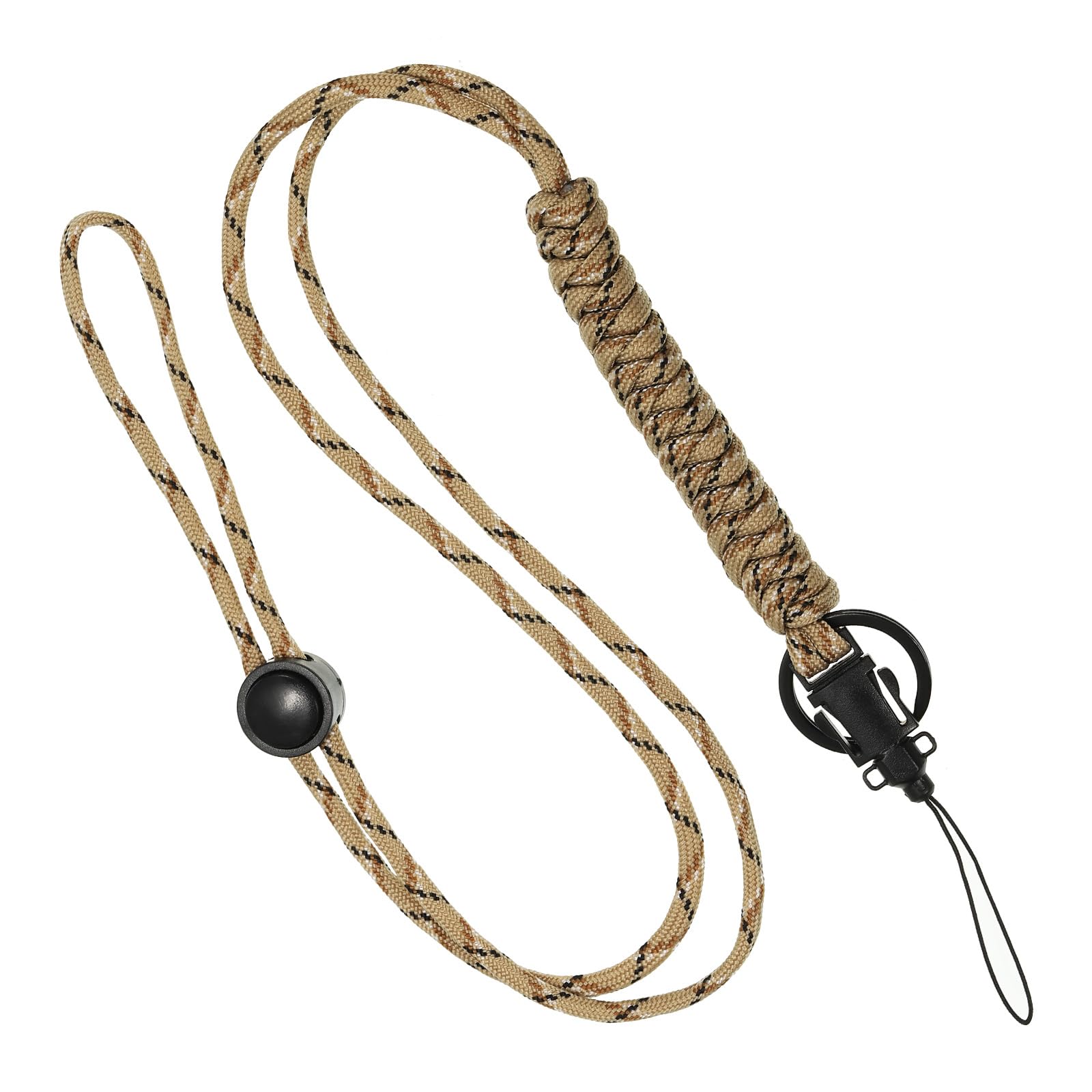 PATIKIL 23.6 Inch Paracord Lanyard, Braided Lanyard Necklace Keychain Adjustable Badge Lanyard for Keys ID Card Badge Holder, Desert Camo